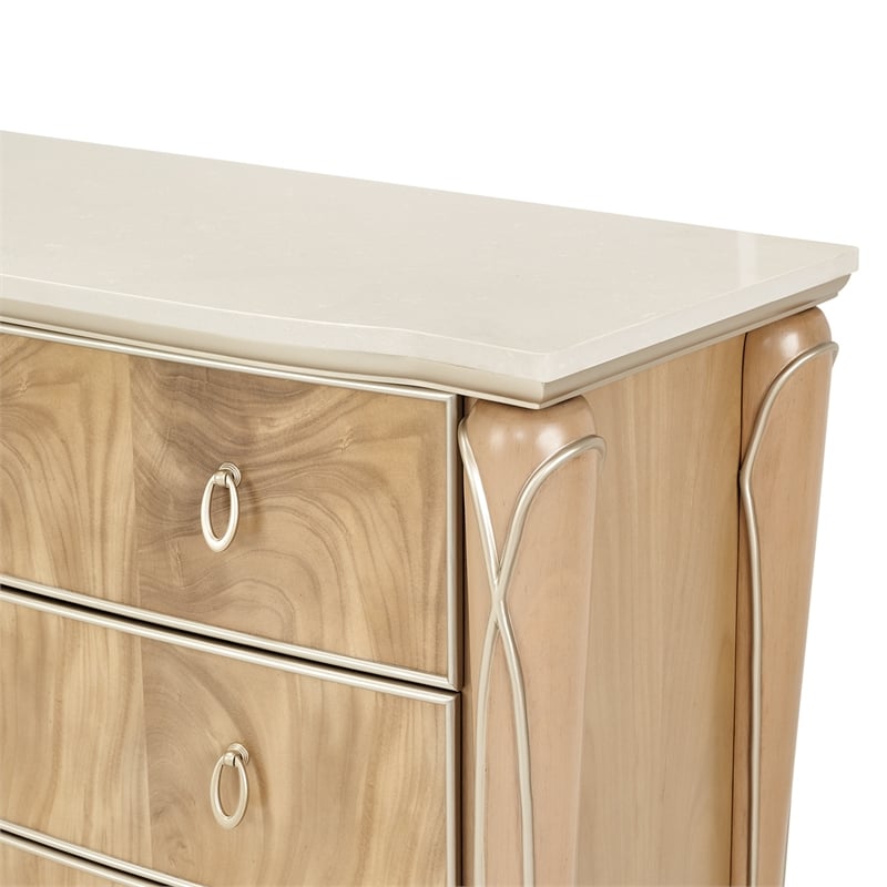Michael Amini Villa Cherie Wood & Marble Dresser - Caramel