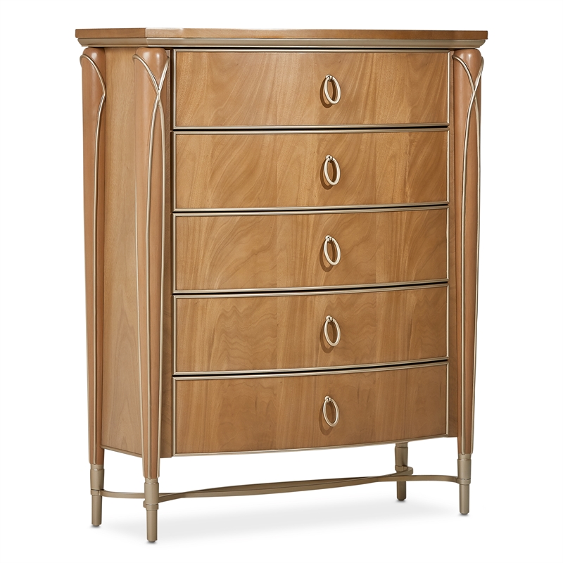 Michael Amini Villa Cherie Wood Highboy Chest - Caramel