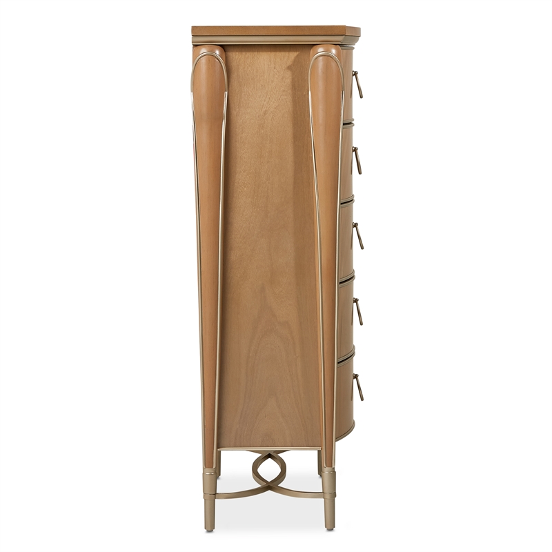 Michael Amini Villa Cherie Wood Highboy Chest - Caramel