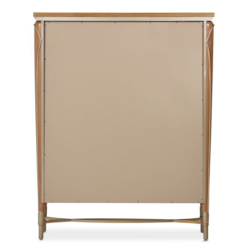 Michael Amini Villa Cherie Wood Highboy Chest - Caramel