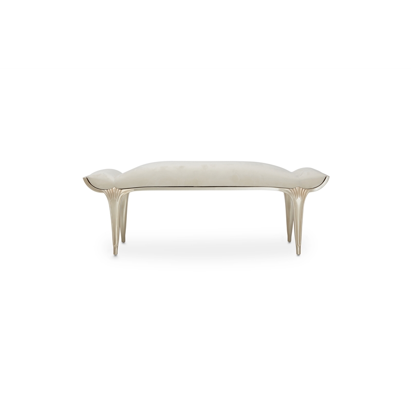 Michael Amini Villa Cherie Velvet Bed Bench - Caramel