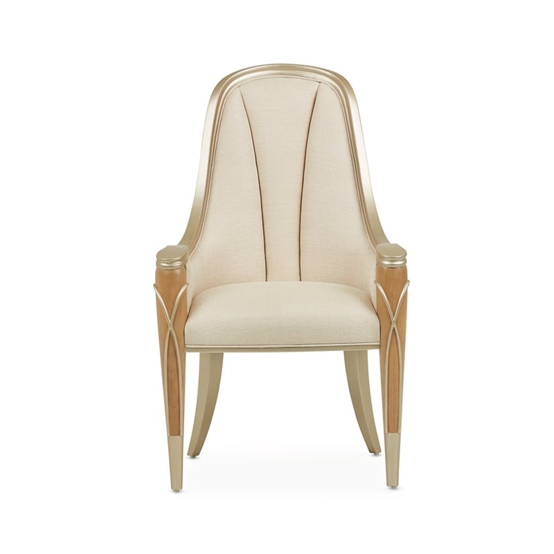 Michael Amini Villa Cherie Wood & Fabric Dining Arm Chair - Caramel