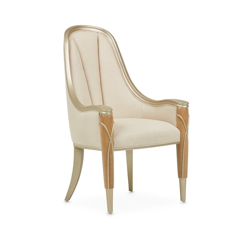 Michael Amini Villa Cherie Wood & Fabric Dining Arm Chair - Caramel