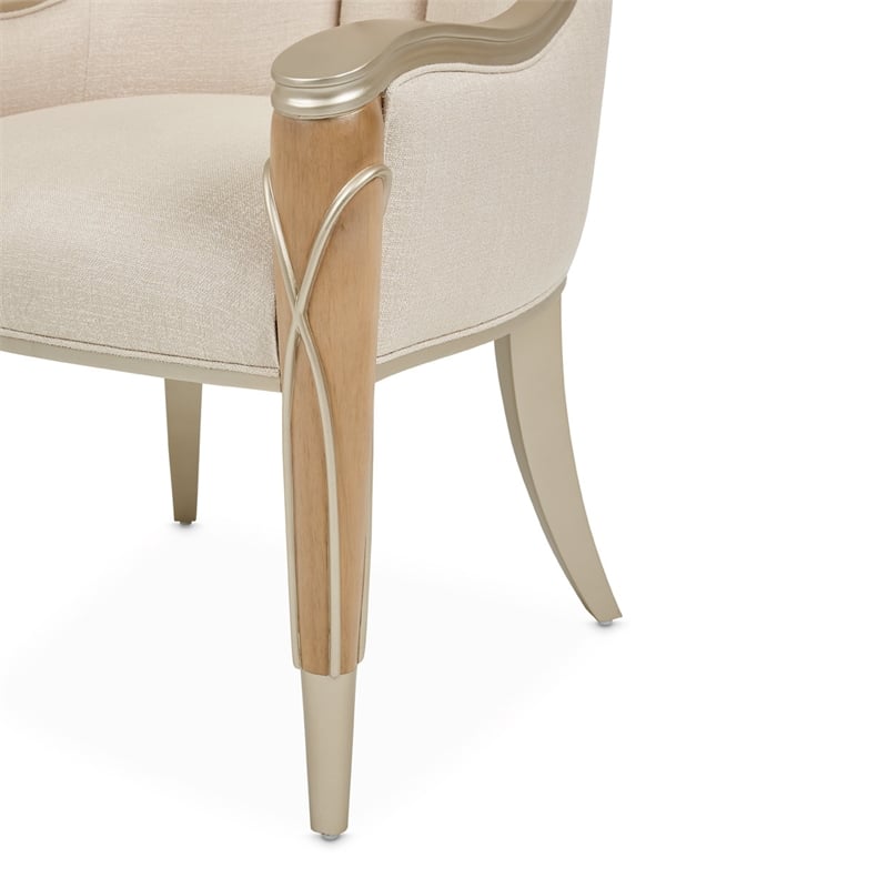 Michael Amini Villa Cherie Wood & Fabric Dining Arm Chair - Caramel