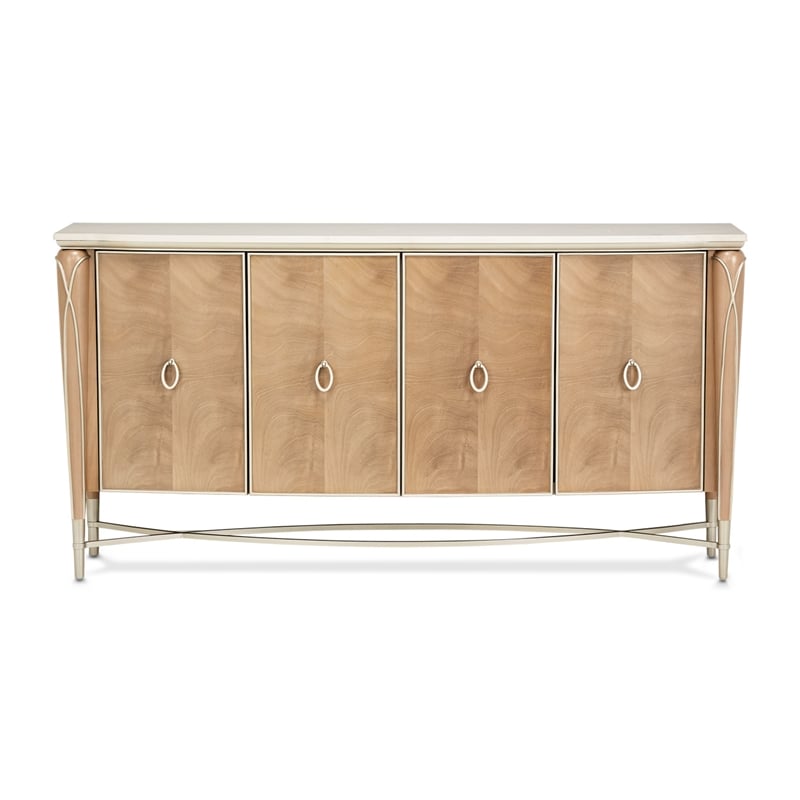 Michael Amini Villa Cherie Wood & Marble Sideboard - Caramel