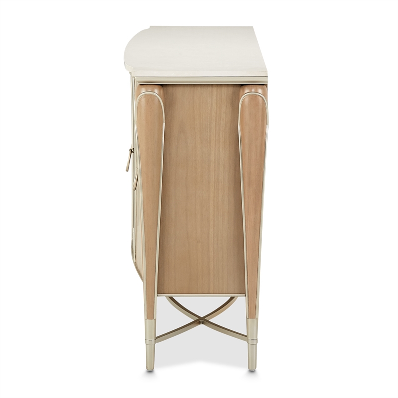 Michael Amini Villa Cherie Wood & Marble Sideboard - Caramel