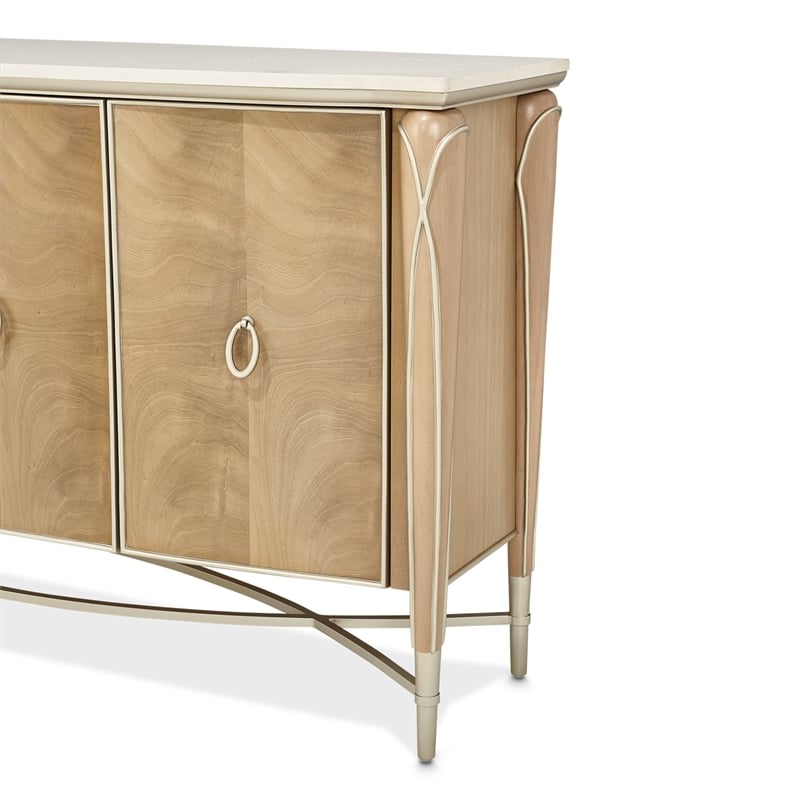 Michael Amini Villa Cherie Wood & Marble Sideboard - Caramel