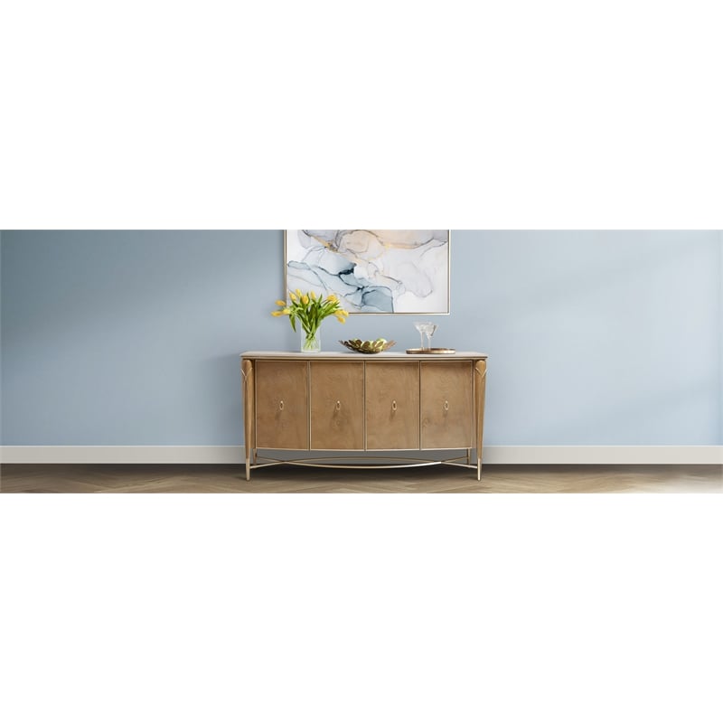 Michael Amini Villa Cherie Wood & Marble Sideboard - Caramel