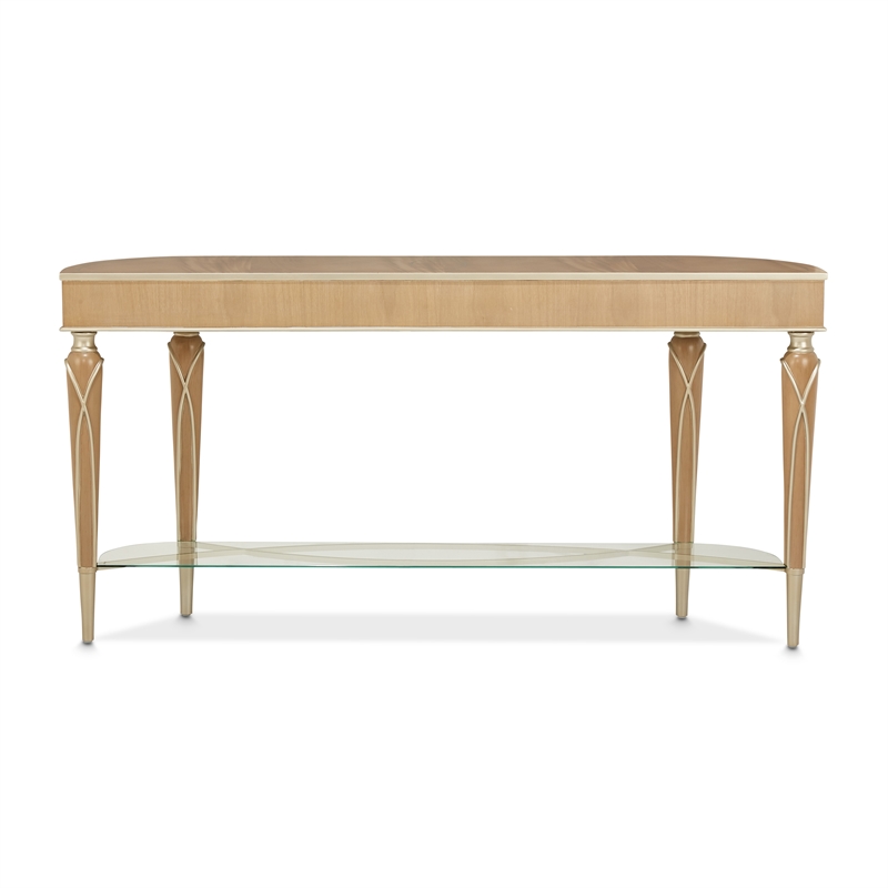Michael Amini Villa Cherie Wood & Glass Console Table - Caramel
