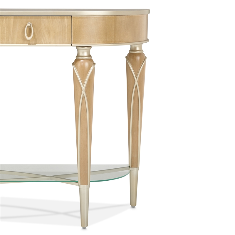 Michael Amini Villa Cherie Wood & Glass Console Table - Caramel