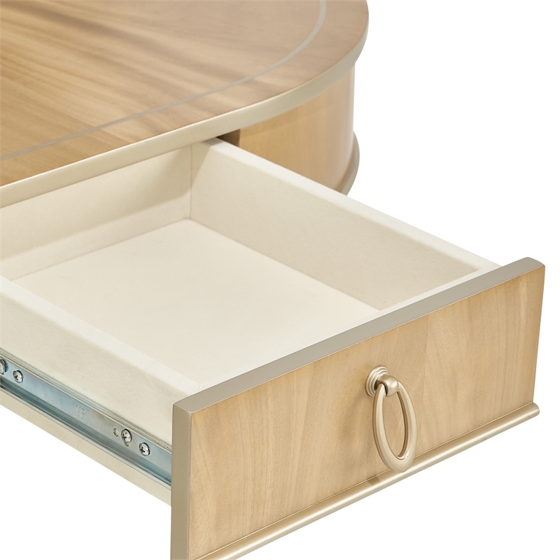 Michael Amini Villa Cherie Wood & Glass Console Table - Caramel