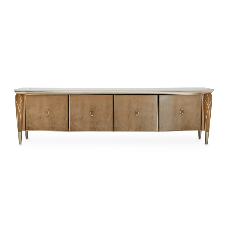 Michael Amini Villa Cherie Wood & Marble Media Cabinet - Caramel