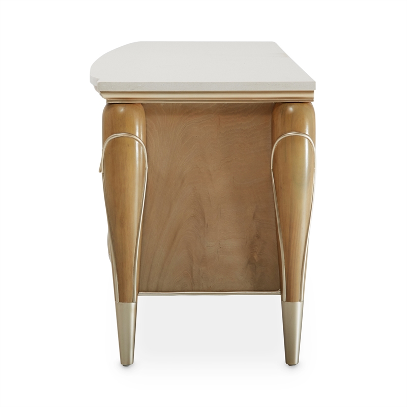 Michael Amini Villa Cherie Wood & Marble Media Cabinet - Caramel
