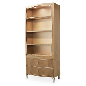 Michael Amini Villa Cherie Bookcase with LED Lighting - Caramel Wood