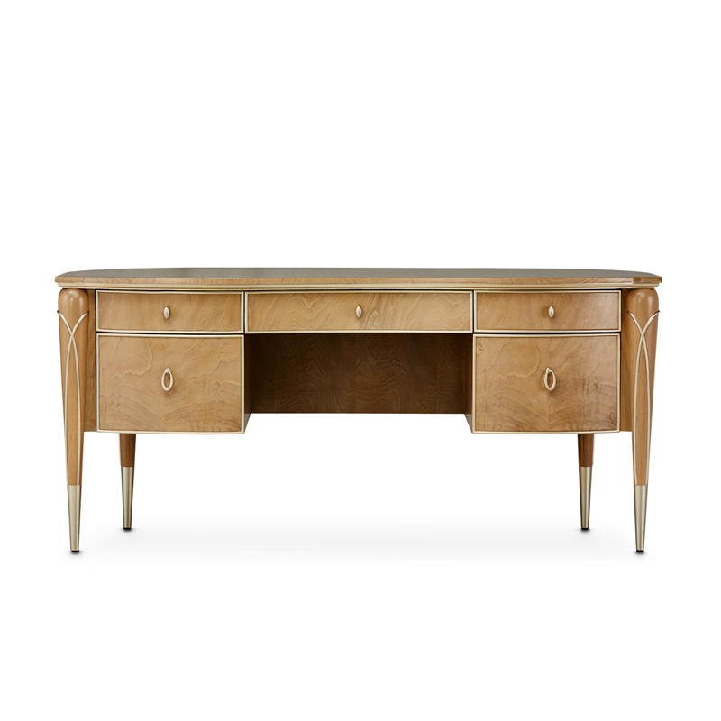 Michael Amini Villa Cherie Wood Desk - Caramel