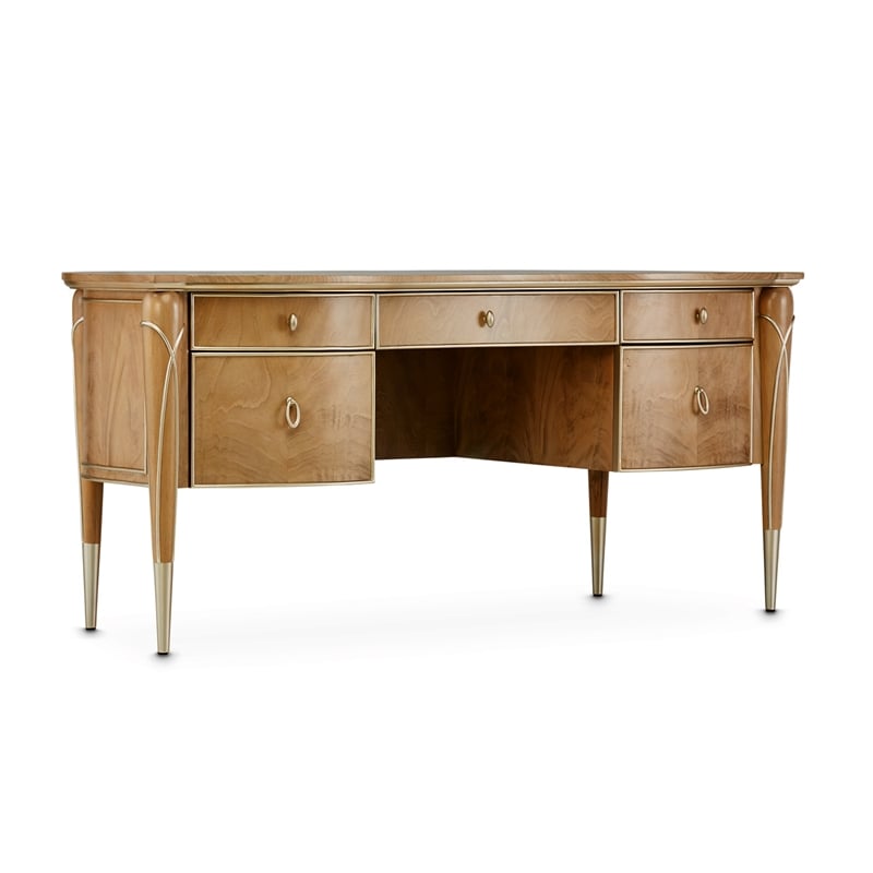 Michael Amini Villa Cherie Wood Desk - Caramel