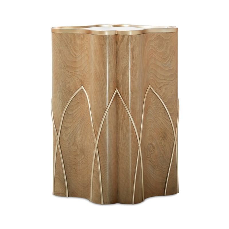 Michael Amini Villa Cherie Chairside Table - Caramel