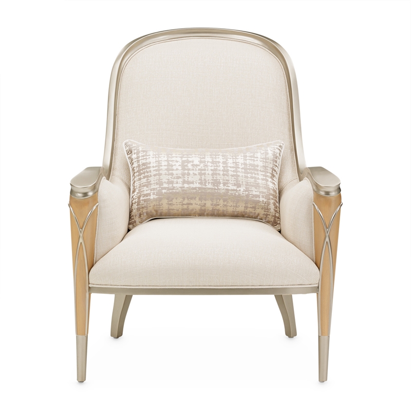 Michael Amini Villa Cherie Accent Chair - Pearl Fabric/Caramel