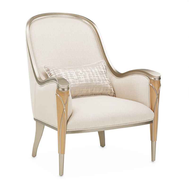 Michael Amini Villa Cherie Accent Chair - Pearl Fabric/Caramel