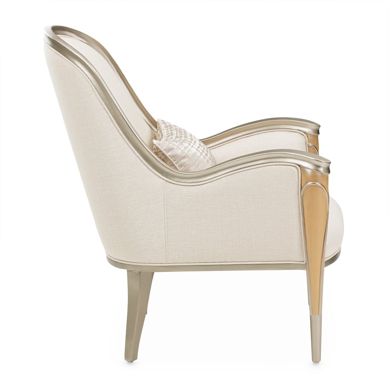 Michael Amini Villa Cherie Accent Chair - Pearl Fabric/Caramel