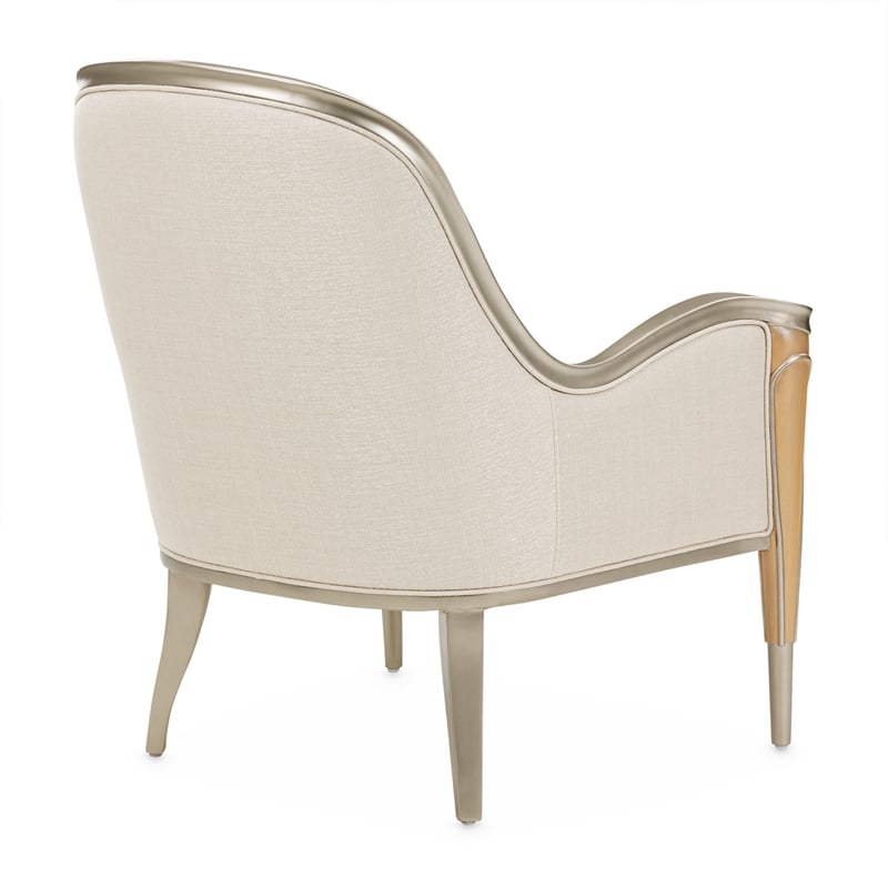 Michael Amini Villa Cherie Accent Chair - Pearl Fabric/Caramel