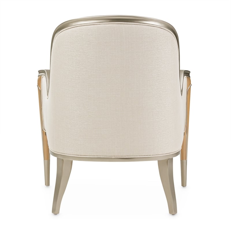 Michael Amini Villa Cherie Accent Chair - Pearl Fabric/Caramel