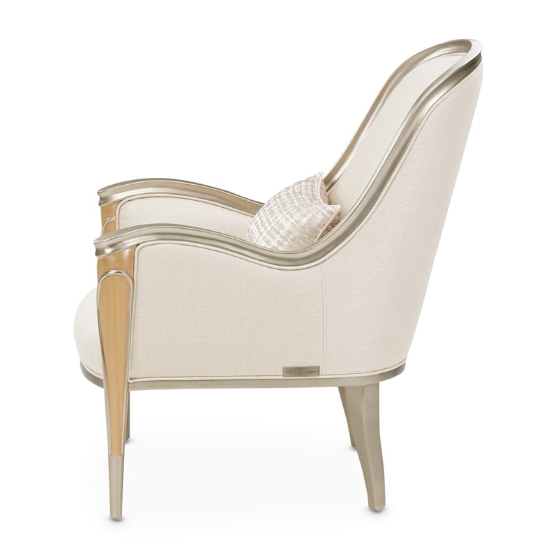 Michael Amini Villa Cherie Accent Chair - Pearl Fabric/Caramel