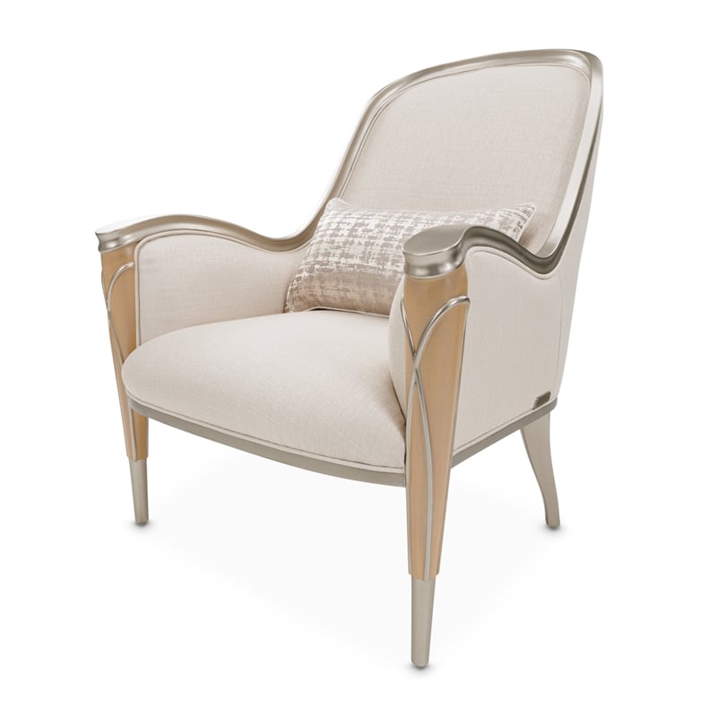 Michael Amini Villa Cherie Accent Chair - Pearl Fabric/Caramel