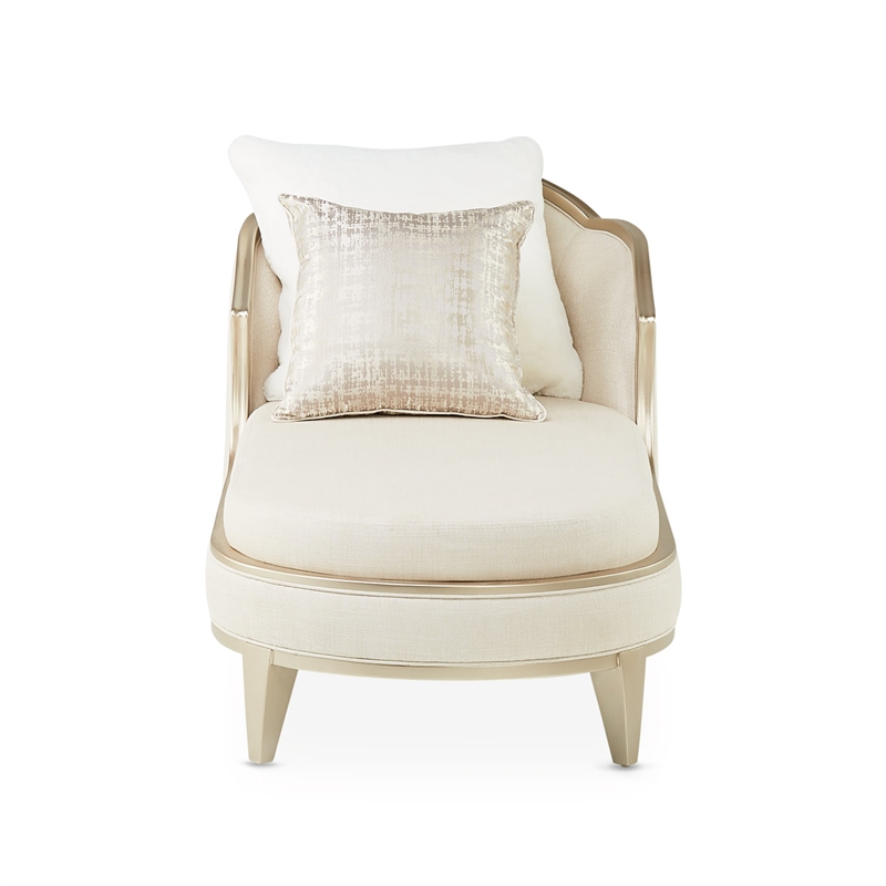 Michael Amini Villa Cherie Chaise - Pearl/Caramel