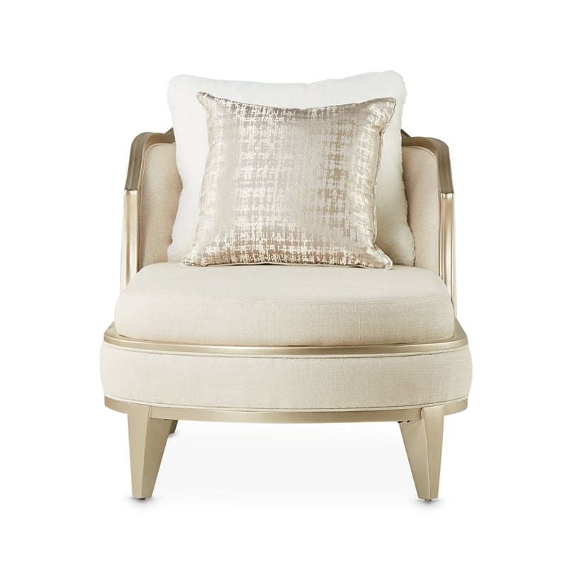 Michael Amini Villa Cherie Chaise - Pearl/Caramel