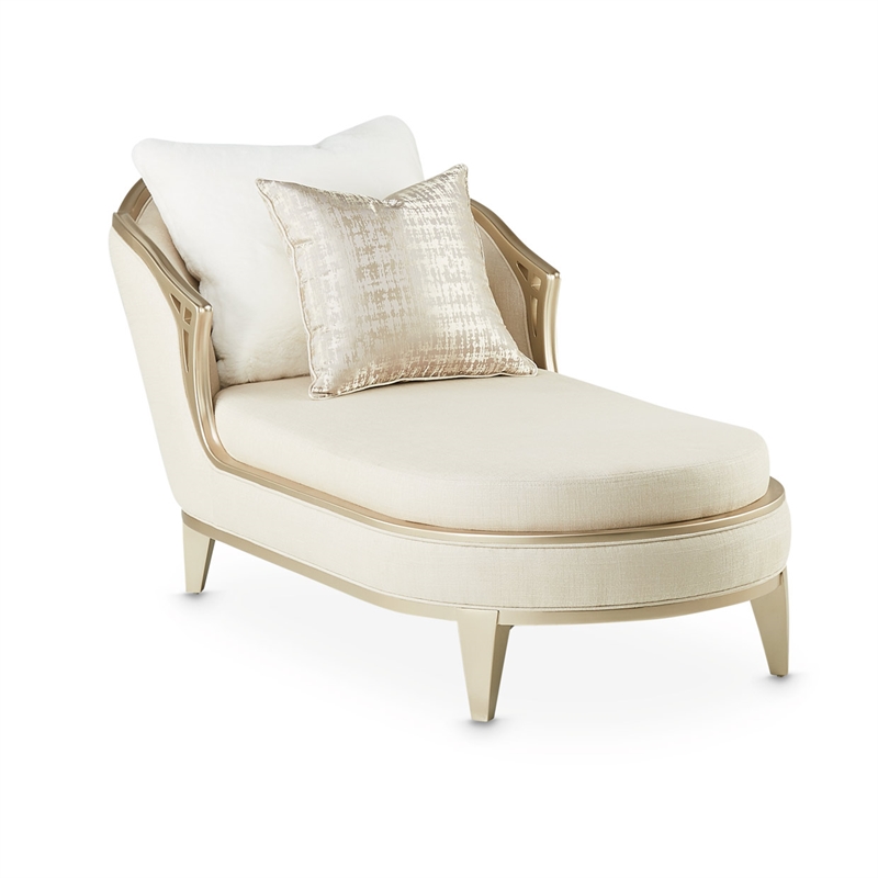Michael Amini Villa Cherie Chaise - Pearl/Caramel