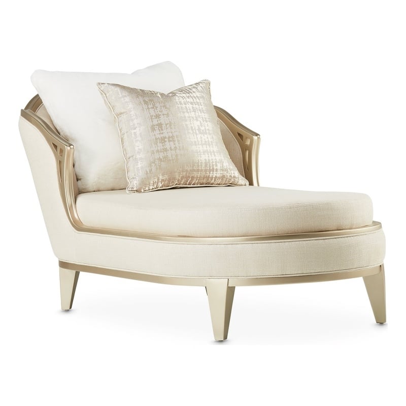 Michael Amini Villa Cherie Chaise - Pearl/Caramel