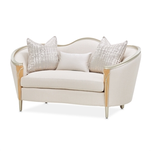 Michael Amini Villa Cherie Loveseat - Pearl Fabric/Caramel