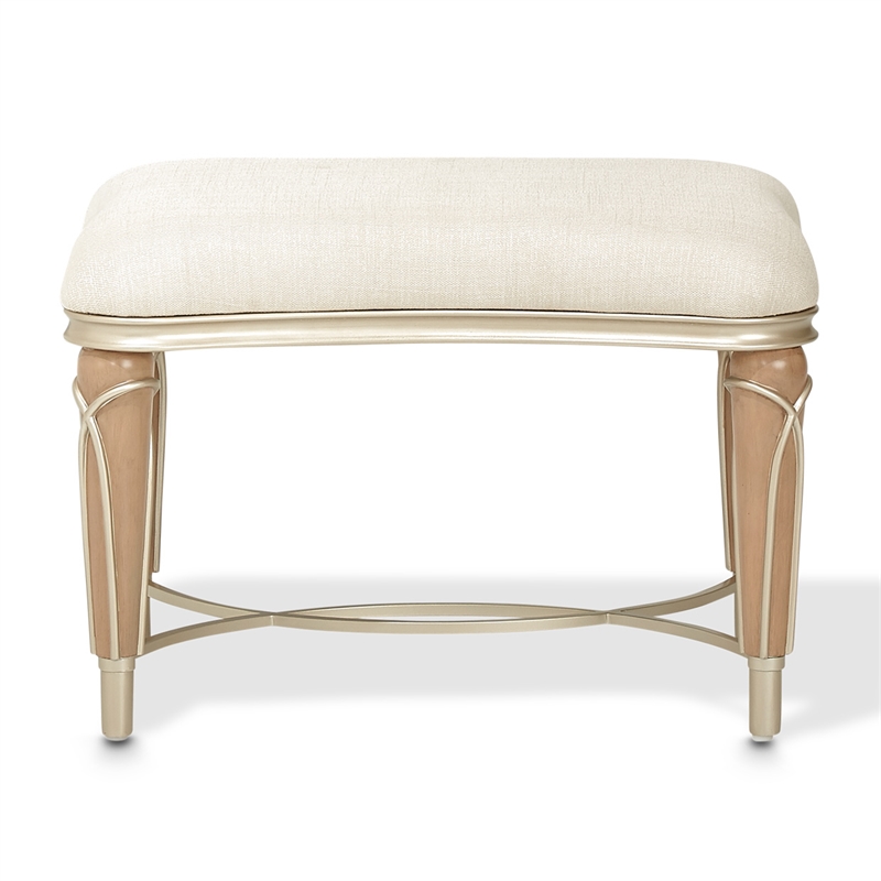 Michael Amini Villa Cherie Ottoman - Pearl/Caramel