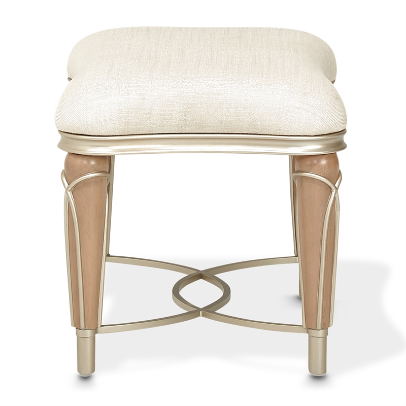 Michael Amini Villa Cherie Ottoman - Pearl/Caramel