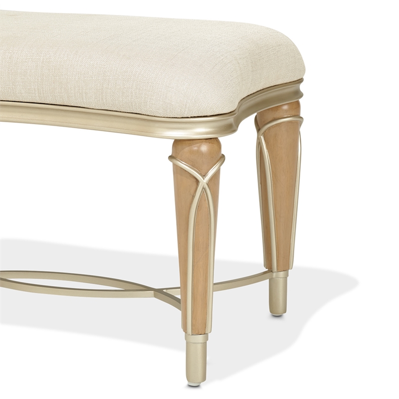 Michael Amini Villa Cherie Ottoman - Pearl/Caramel