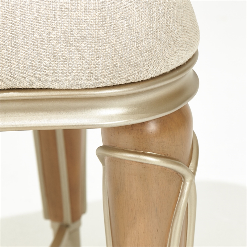 Michael Amini Villa Cherie Ottoman - Pearl/Caramel