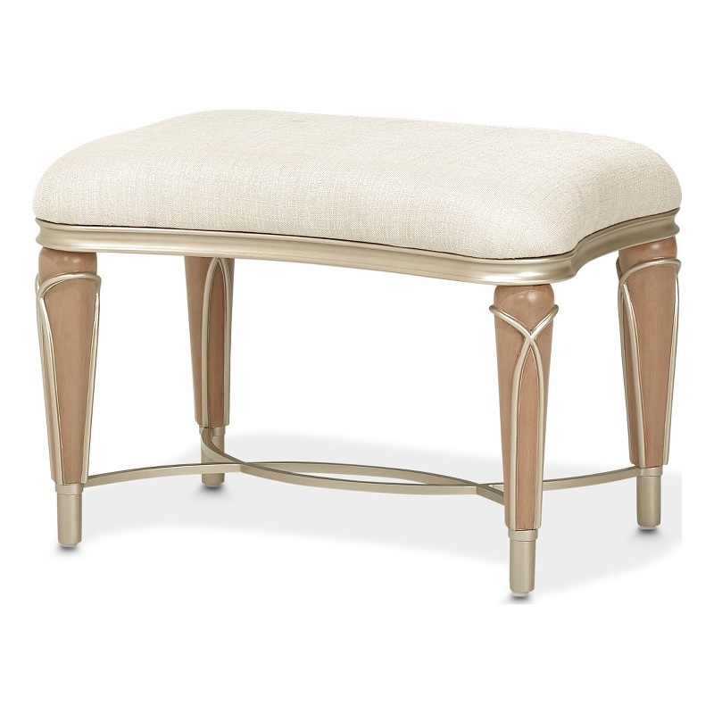 Michael Amini Villa Cherie Ottoman - Pearl/Caramel