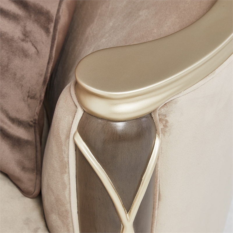 Michael Amini Villa Cherie Velvet Sofa in Porcini/Hazelnut Brown