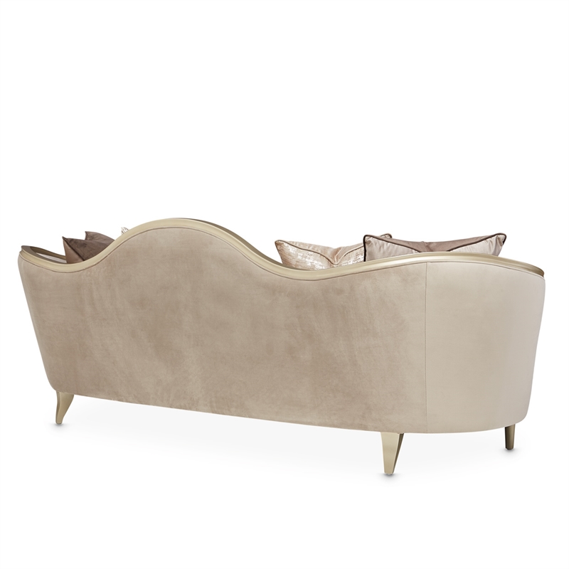 Michael Amini Villa Cherie Velvet Sofa in Porcini/Hazelnut Brown