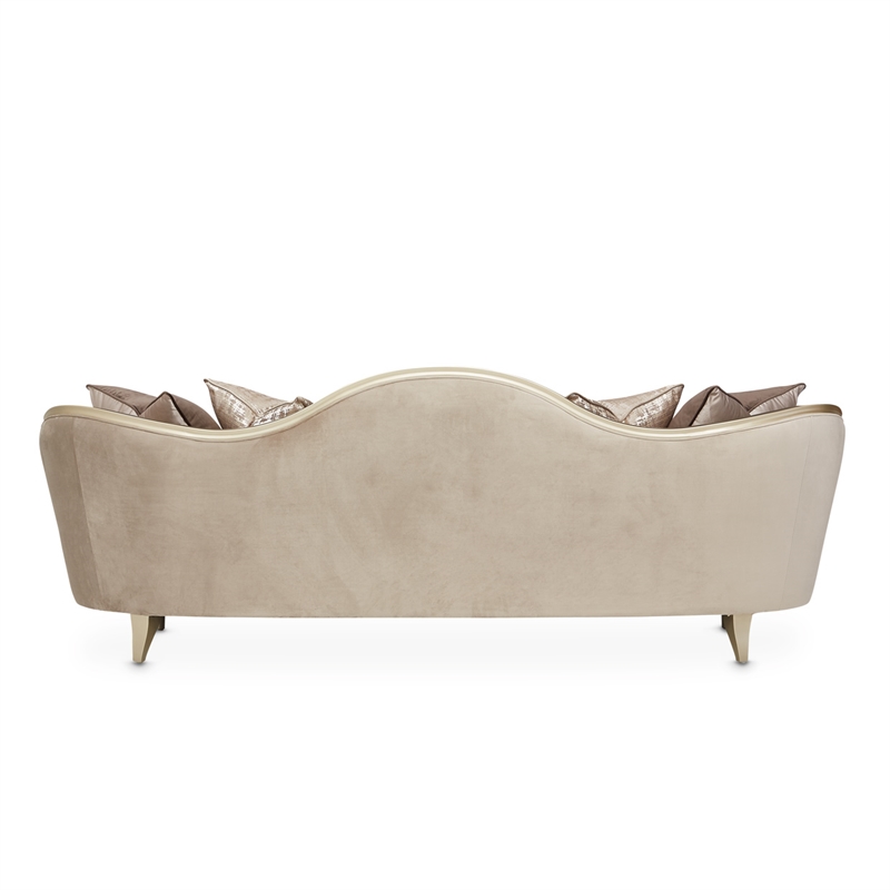 Michael Amini Villa Cherie Velvet Sofa in Porcini/Hazelnut Brown