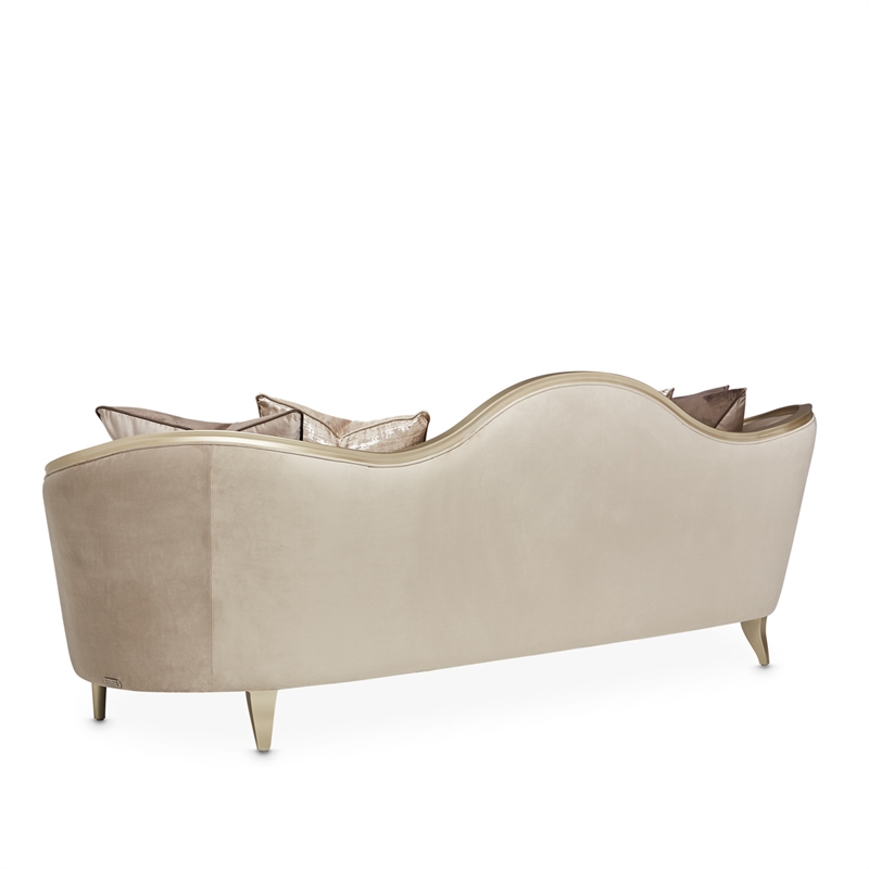 Michael Amini Villa Cherie Velvet Sofa in Porcini/Hazelnut Brown