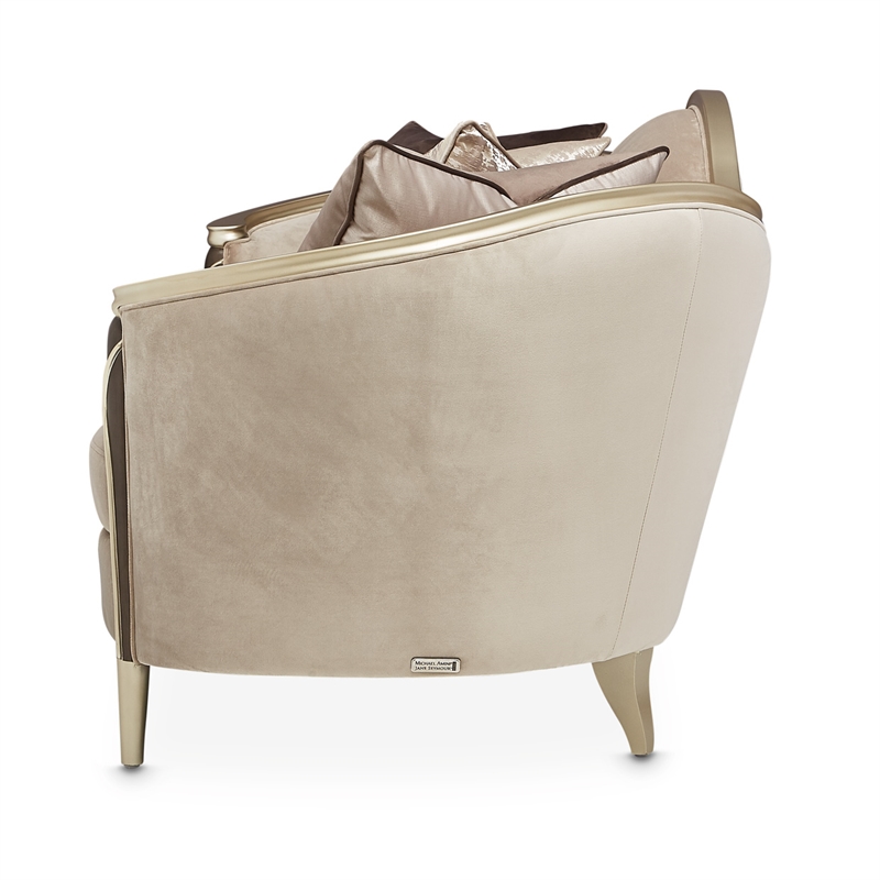 Michael Amini Villa Cherie Velvet Sofa in Porcini/Hazelnut Brown