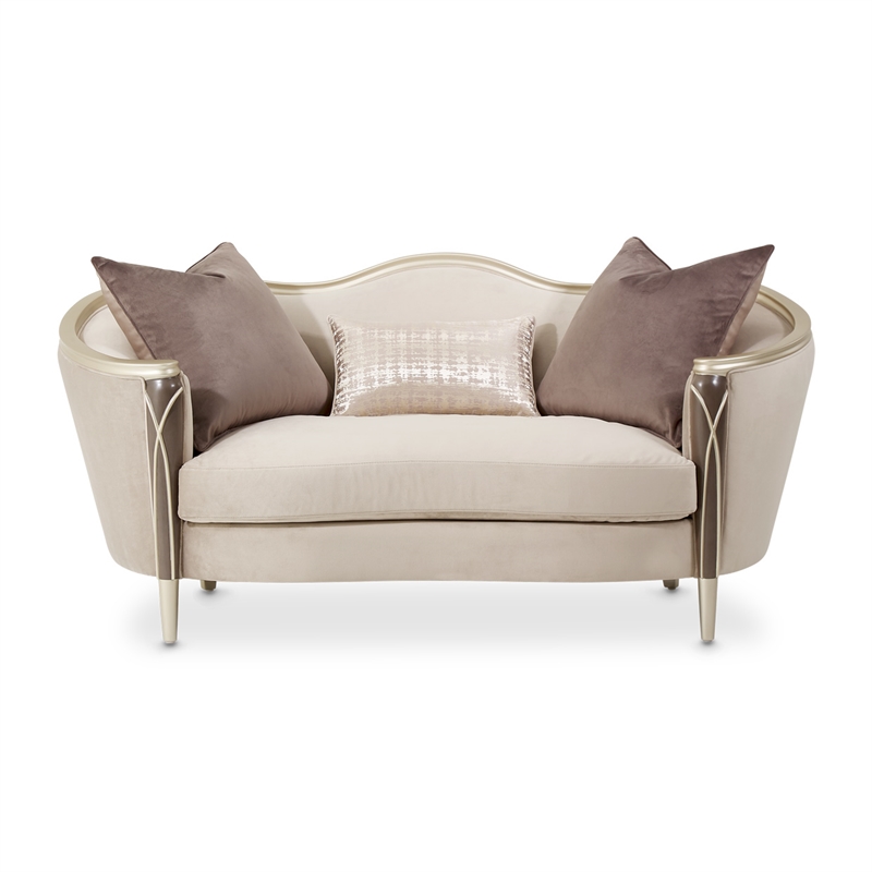 Michael Amini Villa Cherie Velvet Loveseat in Porcini/Hazelnut Brown