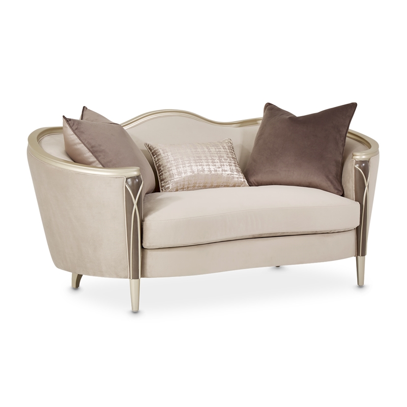 Michael Amini Villa Cherie Velvet Loveseat in Porcini/Hazelnut Brown