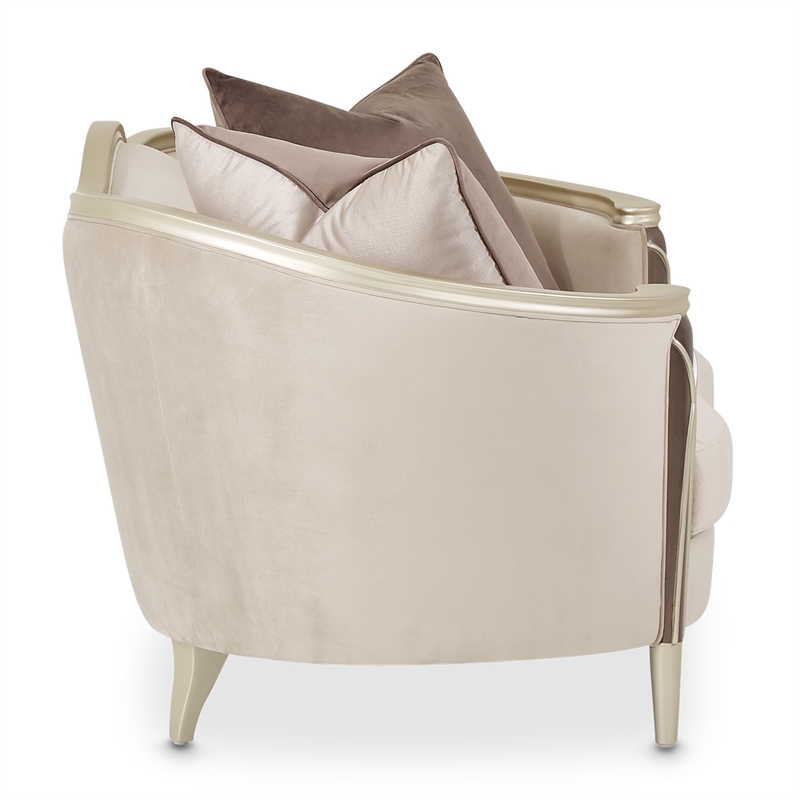 Michael Amini Villa Cherie Velvet Loveseat in Porcini/Hazelnut Brown