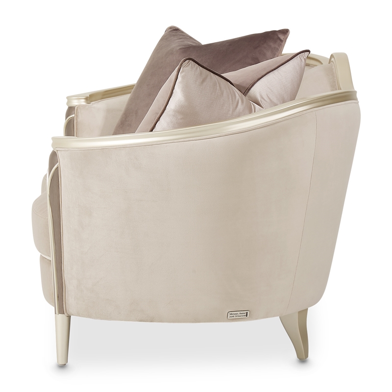 Michael Amini Villa Cherie Velvet Loveseat in Porcini/Hazelnut Brown