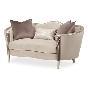 Michael Amini Villa Cherie Velvet Loveseat in Porcini/Hazelnut Brown