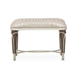 Michael Amini Villa Cherie Jacquard Fabric Ottoman in Bisque/Hazelnut Brown