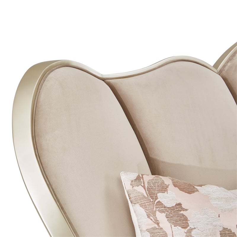 Michael Amini Villa Cherie Eastern King Velvet Tufted Bed in Hazelnut Brown